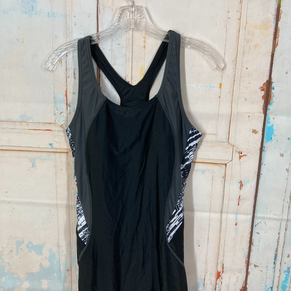 My Charmo Size L Women’s One Piece Swimsuit Boy Short Leg Black White Dive Yoga - Picture 2 of 16